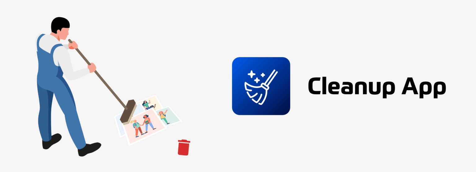 Illustratie van de Cleanup App die kinderfoto's automatisch opruimt op een iPad